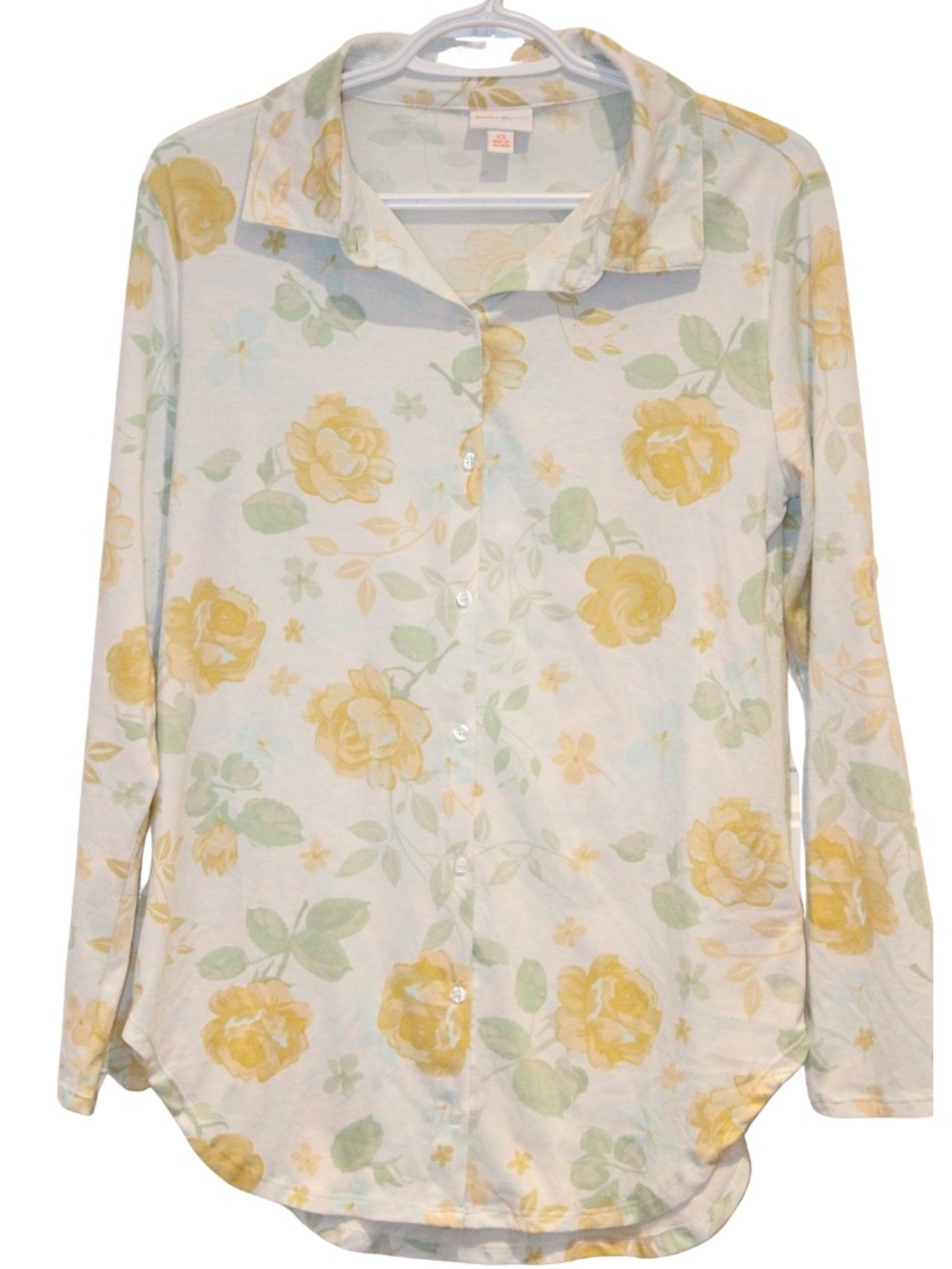 Lularoe White Yellow Floral Valentina Shirt Size S